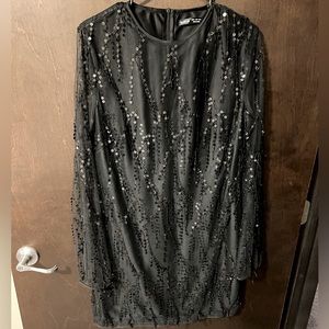 Fringe long sleeve dress